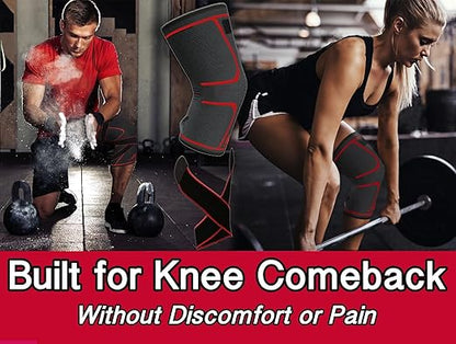 ATHLEDICT Knee Brace Compression Sleeve with Strap for Best Support & Pain Relief for Meniscus Tear, Arthritis, Running, Basketball, MCL, Jogging and Post Surgery Recovery for Men & Women (Black, S)