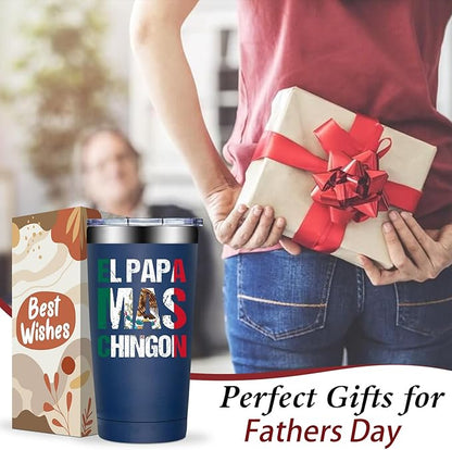 Regalo Para Papá - Regalo Para Papa Dia Del Padre - Mexican Dad Gifts for Christmas, Fathers Day - El Papa Mas Chingon Tumbler Cup 20 oz