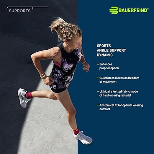 Bauerfeind Sports Ankle Support Dynamic - Ankle Compression Sleeve for Freedom of Movement - 3D AirKnit Fabric for Breathability - Premium Quality & Washable (M, All Black)