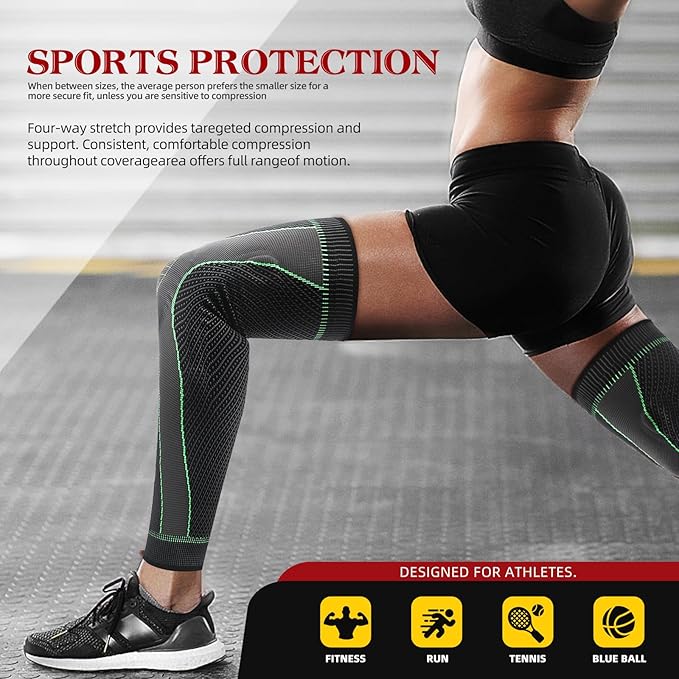 Full Leg Sleeves Long Compression Leg Sleeve Knee Sleeves Protect Leg, for Man Women Basketball, Arthritis Cycling Sport