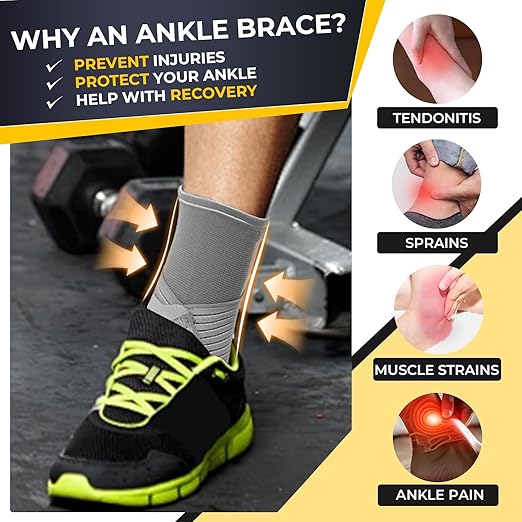 NeoTech Care Adjustable Ankle Support Brace (Gray, Size S, 1 Pair)