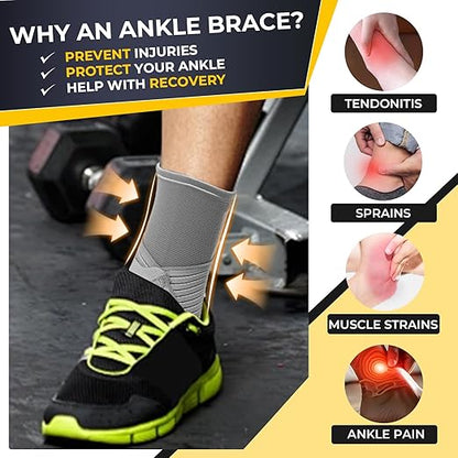 NeoTech Care Adjustable Ankle Support Brace (Gray, Size M, 1 Unit)