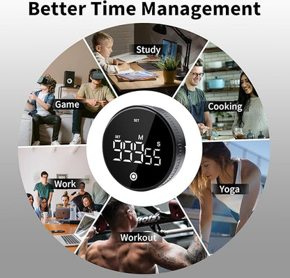Digital Kitchen Timer with Magnet,Large LED Display Visual Timer with Countdown Countup for Adult & Children,Battery Supply for Classroom Home Gym Office (2 * Black)