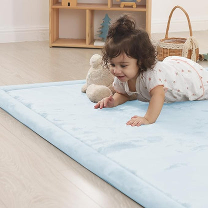 1.5" Thick Baby Play Mat for Floor Tummy Time, 59"x 79" Pro Soft Baby Activity Playmats Playroom, Easy Care with Non-Slip Safe for Infant Toddler Kids Crawling(Blue)