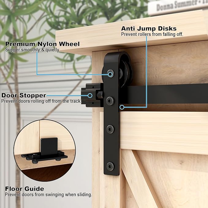 4.5FT Mini Bypass Barn Door Hardware Kit for 2 Doors, Small Cabinet Barn Door Hardware Track Kit for Cabinet, TV Stand, Cupboard (No Cabinet)