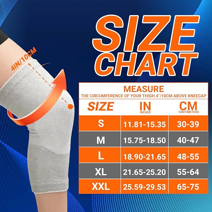 Knee Sleeves For Women Bamboo Pair Compression Leg Brace Pain Arthritis Plus Size Wraps Relief Running Sleeping Under Soft Elastic Vendas Para Rodillas Protector Gym Mujer Rodilleras Weightlifting(Gray,XX-Large)
