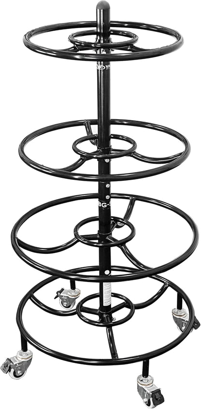 Valor Fitness 4-Tier Rolling Medicine Ball Rack – Mobile Storage for Medicine, Wall & Exercise Balls in Home Gym & Fitness Centers