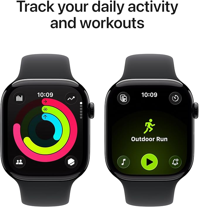 Apple Watch Series 11 [GPS + Cellular 46mm] Smartwatch with Jet Black Aluminum Case with Black Sport Band - M/L. Sleep Score, Fitness Tracker, Health Monitoring, Always-On Display, Water Resistant