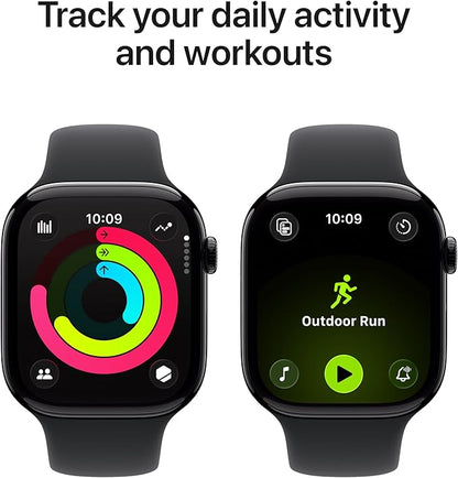 Apple Watch Series 11 [GPS + Cellular 46mm] Smartwatch with Jet Black Aluminum Case with Black Sport Band - M/L. Sleep Score, Fitness Tracker, Health Monitoring, Always-On Display, Water Resistant
