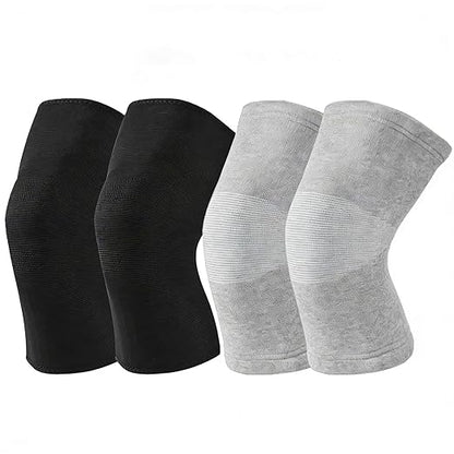 Bamboo Charcoal Compression Knee Sleeve for Runners & Arthritis - Elastic, Breathable Knee Support Pads with Warmth & Odor Control (Gray+Black) (Medium)