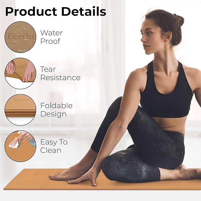 Foldable Yoga Mat, 6mm Thick, Lightweight, Anti-Slip, and Easy to Store – Perfect for Travel, Yoga, Pilates, Home Workouts, and Floor Exercises