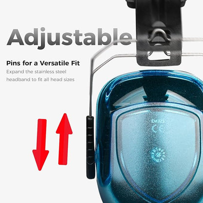 ProCase Noise Reduction Ear Muffs, Sound Proof Ear Protection, NRR 28dB Noise Cancelling Headphones for Adults Kids Autism, Hearing Protection for Mowing -Crystalblue