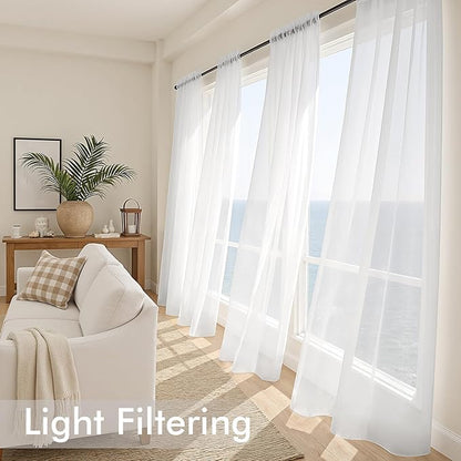 MIULEE White Sheer Curtains 84 Inches Long, 4 Panels Set, Light Filtering Rod Pocket Voile Drapes for Living Room and Bedroom, Airy Soft Fabric Window Treatments, 54 x 84 Inches