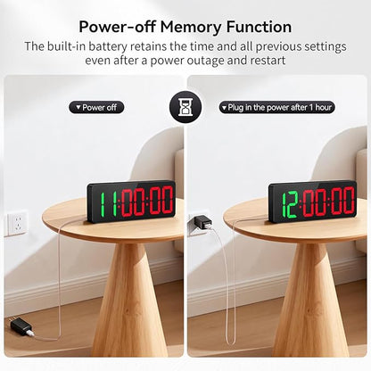 Gym Timer Clock Large Display, 12" LED Exercise Workout Interval Timer with Remote for Boxing Tabata/FGB/EMOM,Countdown/Up,Stopwatch Clock for Sports,Home Gym,Yoga,Garage,Office,Classroom