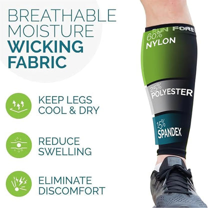 Run Forever Calf Compression Sleeves for Men and Women - Leg Compression Sleeve - Footless Compression Socks for runners