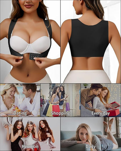 Front Closure Back Posture Corrector for Women Posture Correcting Adjustable Back Support for Women Bras Chest Shaper