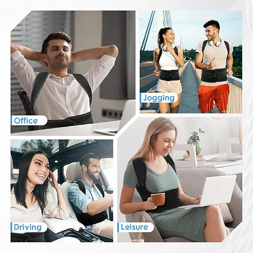 Posture Corrector for Women & Men – Adjustable Back Brace with Full Back Support, Shoulder Straightener for Spine Alignment, Scoliosis, Hunchback & Back Pain Relief (Black,Large)
