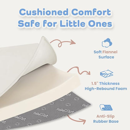1.5" Thick Baby Play Mat for Floor Tummy Time, 59"x 79" Pro Soft Baby Activity Playmats Playroom, Easy Care with Non-Slip Safe for Infant Toddler Kids Crawling(Cream)
