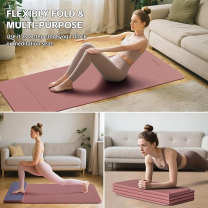 7-Fold Yoga Mat 70"x24" - 1/2 Inch Thick Folding Exercise Mat, Compact Non-Slip TPE Mat for Travel, Storage, Yoga & Home Gym, Lightweight & Portable