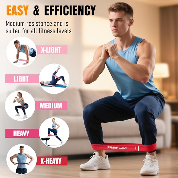 Resistance Bands for Working Out, Exercise Bands Resistance Bands Set with 5 Resistance Levels, Latex Loop Bands for Women Men, Workout Bands for Legs, Glutes, Strength Training, Yoga, Home Gym
