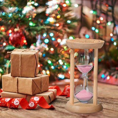 Sand Timer 30 Minute,Small Hourglass 30 Min,Wooden Frame Sandglass Timer,Sand Clock,Mini Sand Watch for Toothbrush Timer,Baking,Game,Pink