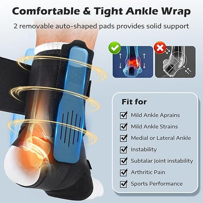 Ankle Brace for Sprained Ankle, Ankle Brace for Women Men Adjustable & Air Fabric Cool With 2 Removable Side Splints, Ankle Stabilizer for Basketball, Volleyball, Sports, Injury Recovery (X-Large)