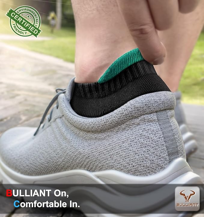 BULLIANT Men Running Socks,Active Ankle Socks No Show For Men With Cushioned Footbed Arch Support Breathable Wicking