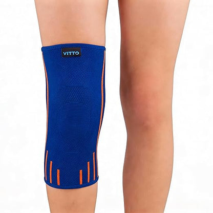 VITTO Kids Knee Brace - Osgood Schlatter Knee Brace Youth, Compression Sleeve for Boys and Girls from 4-14 years old (Blue, L)