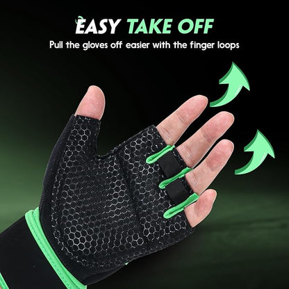 Workout Gloves Gym Gloves Weight Lifting Gloves for Men Women with Full Palm Pad,Strong Wrist Wraps Support,Enhanced Grip,for Fitness,Training,Weightlifting,Exercise