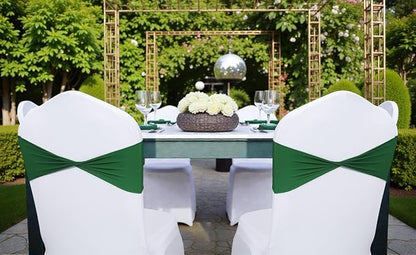 VDS Pack of 300 PCS | Green | Spandex Chair Sashes Bows Without Buckle | Stretch Elastic Banquet Universal Folding Chair Band Tie with for Wedding Party Conference Celebration Event Decoration