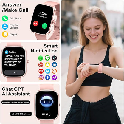 uaue AI Smart Watch with ChatGPT, 1.91" Bluetooth Calling Smartwatch for Men Women, 110+ Fitness Modes Activity Tracker, Sleep/Heart Rate/Calorie Monitor, IP68 Waterproof Step Counter for Android iOS