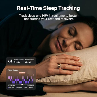 opove O Ring Smart Ring, Fitness Trackers Rings with Sleep/Stress/Heart Rate/Women's Health Monitoring, Comfortable Wearing, Up to 7 Days Using, Fitness Ring for Android & iOS, Rose Gold-Size7