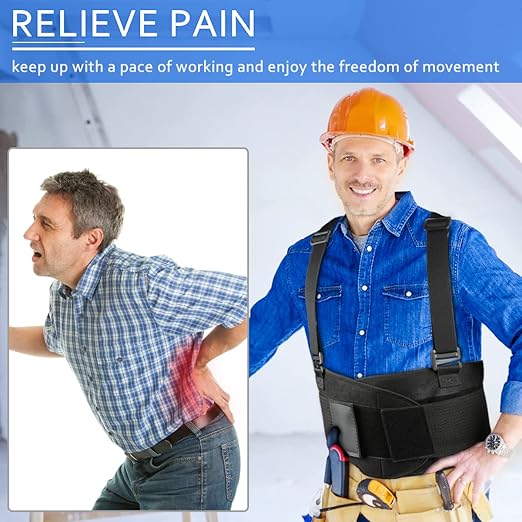 Back Brace Lumbar Back Support Belt for Women and Men - Lower Back Pain Relief - Heavy Lifting Support with Removable Adjustable Belt for Moving and Warehouse,M/L(30"-37")
