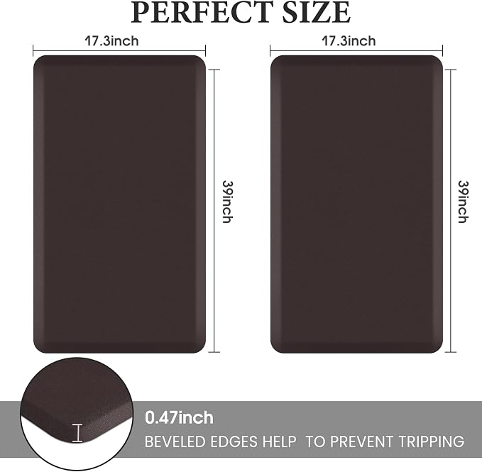 HappyTrends 2 PCS Kitchen Mat Cushioned Anti-Fatigue Floor Mat, Heavy Duty