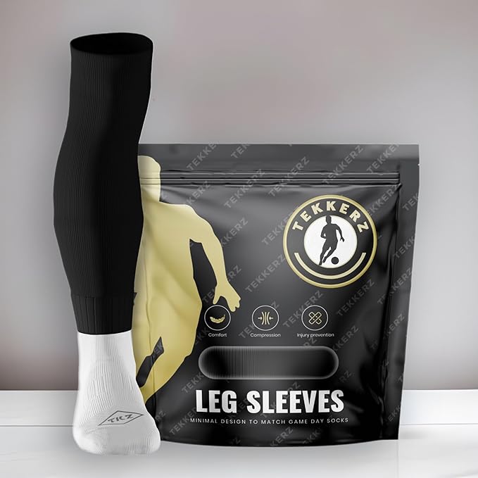 Tekkerz leg sleeve over 20 color variations compatible with grip socks for soccer, football, hockey, rugby athletic socks