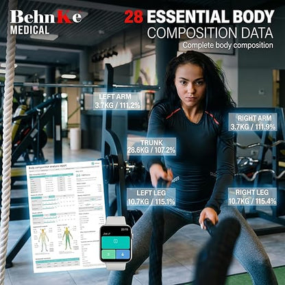 Behnke Pro Max Smart Body Scale with 8 Electrodes – Body Composition Scale with 28 Metrics, Weight, BMI, Body Fat, Muscle Mass, Visceral Fat, BMR, Bluetooth App
