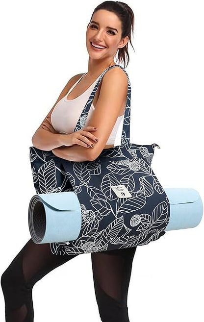 WLLWOO WLLWOO Yoga Bags for Women with Yoga Mats Bags Carrier Carryall Canvas Tote for Pilates Shoulder for Travel Office Beach Workout