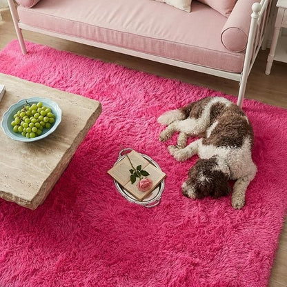 Mugorn Hot Pink Fluffy Soft Rugs