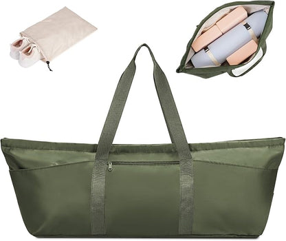 Large Yoga Mat Bag with Shoes Compartment and Wet Pocket Ladies Pilates Gym Tote Bag with Yoga Mat Holder Strap for Women Men Workout Carrier Stuff Accessories