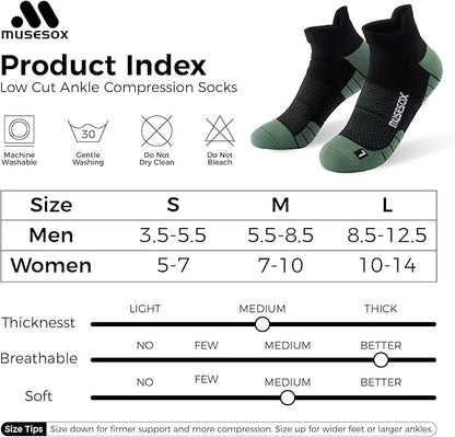 Ankle Compression Socks for Women and Men,Low Cut Compression Running Socks with Arch Support(6 Pairs)Best for Sports,Travel