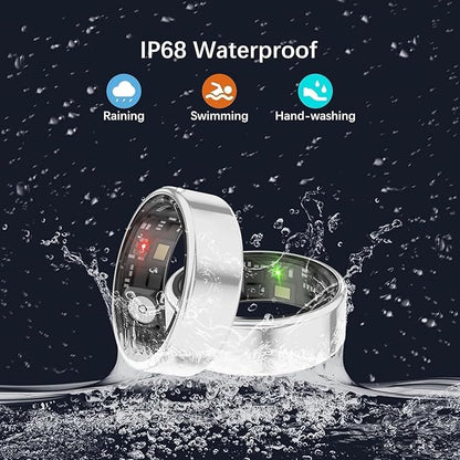 Smart Rings for Women Men, Fitness Ring with Heart Rate, Blood Oxygen, HRV, Stress, Sleep Tracker, Step Tracker, No Subscription Fee, lP68 Waterproof Smart Ring for iPhone & Android (Silver 7#)