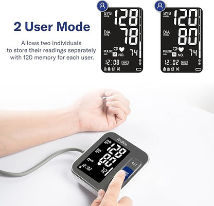 Alcedo Blood Pressure Monitor for Home Use, Automatic Digital BP Machine with Large Cuff for Upper Arm (Black Backlit Screen)