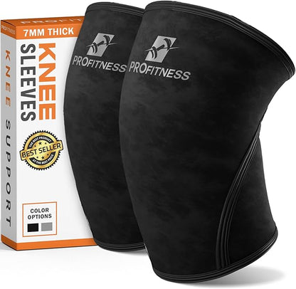 ProFitness Knee Sleeves Weightlifting Men & Women - 7mm Thick Premium Neoprene Weight Lifting Knee Sleeve for Women & Men Ideal for Squats, Powerlifting & Deadlift | Squat Knee Sleeves for Men & Women