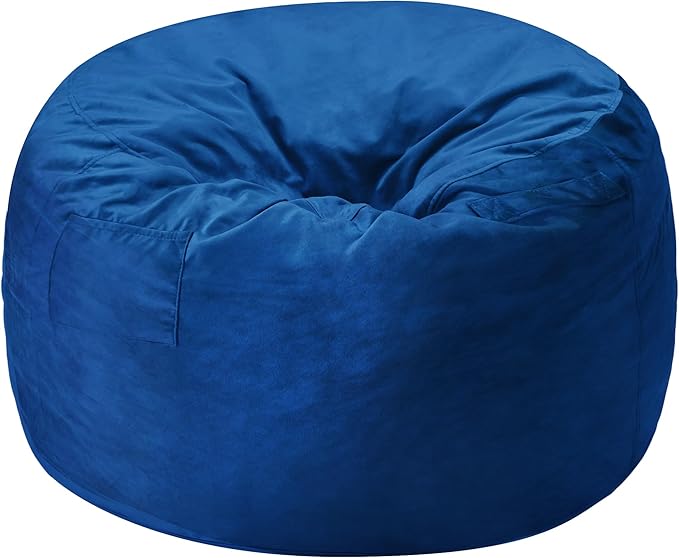Homguava 5FT Bean Bag Chair Giant BeanBag with Memory Foam Filled, Comfy Bean Bag Chairs for Adults, Adult Bean Bag Chair with Dutch Velvet Cover for Living Room Bedroom-Blue