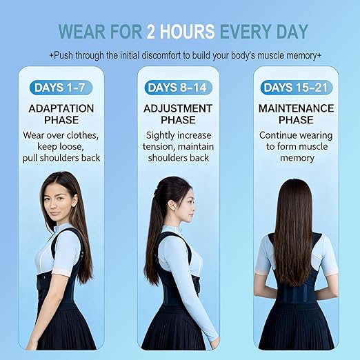 Posture Corrector for Women,Back Brace Adjustable Upper Posture Support, with 3 Thicker Support Ribs, One-Piece Back Design, Spine Alignment & Lower Back Pain Relief (Black, Medium)