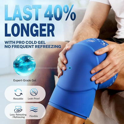 Knee Ice Pack Wrap Sleeve Thickened Core for Knee Pain, Targeted Swelling Relief During Recovery, Soft Flexible Gel, No Slip Compression Fit, Reusable Hot Cold Therapy for Post Activity, S