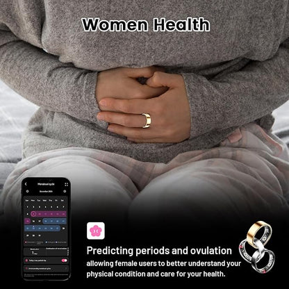 Mirlray Smart Ring for Women & Men, Smart Ring Health Tracker, Blood Oxygen & Heart Rate Monitor, Long Lasting Battery Sleep Ring, Waterproof Fitness Ring (Black, 10)