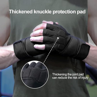 Workout Gloves for Men - Gym Weight Lifting Padded Gloves with Wrist Wrap Support, Full Palm Protection & Silicone Grip Gym Gloves, Exercise, Cross Training, Fitness, Pull-up