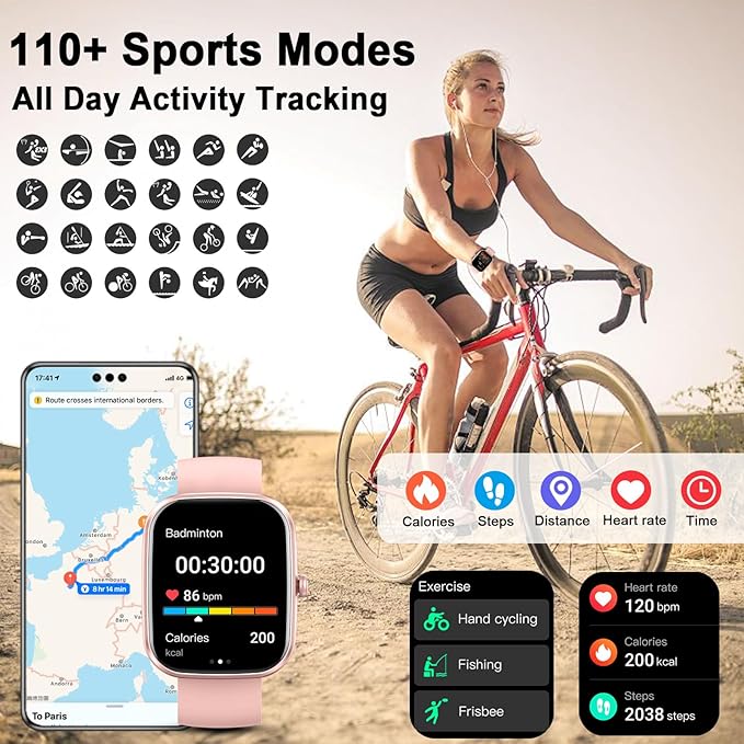 uaue AI Smart Watch with ChatGPT, 1.91" Bluetooth Calling Smartwatch for Men Women, 110+ Fitness Modes Activity Tracker, Sleep/Heart Rate/Calorie Monitor, IP68 Waterproof Step Counter for Android iOS
