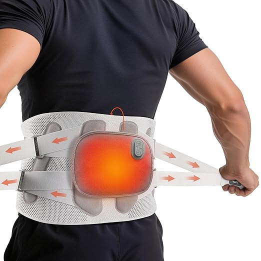Arboleaf Heated Back Brace for Sciatica Relief - Adjustable Lumbar Support Belt with Detachable Heat Pad & Dual Support Bars (Soft/Hard) - Lower Back Pain Relief for Men & Women, Size M (Waist 24"-33")